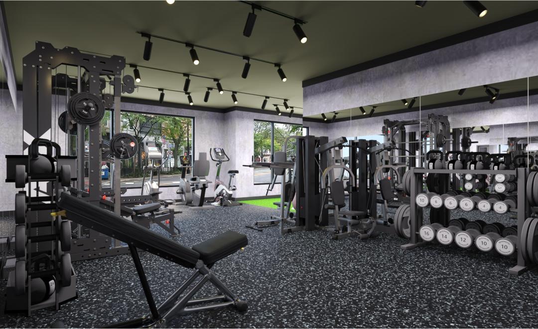 a gym with treadmills